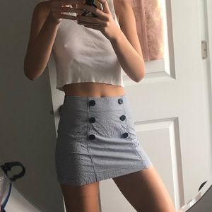 Pinstripe button skirt
